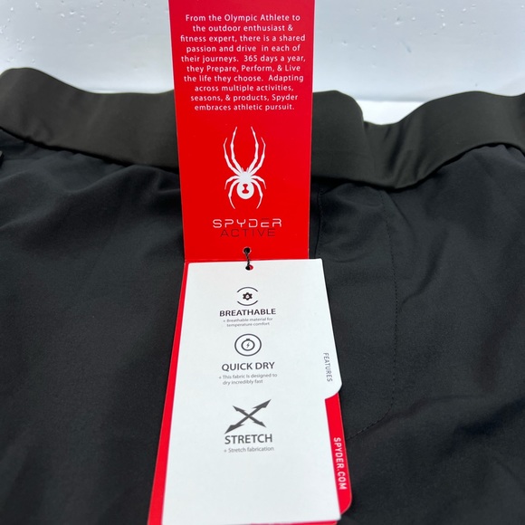 SPYDER MEN'S ACTIVE WEAR,BLACK,L,2 POCKETS W/RED ZIPPER,3D LOGO DIFFERENT SHADES - Picture 12 of 14